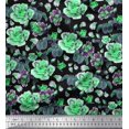 thumbnail image 1 of Soimoi Green Moss Georgette Fabric Leaves & Floral Print Sewing Fabric BTY 42 Inch Wide, 1 of 3