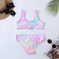 thumbnail image 4 of Kid Girl Swimsuit 2 Piece Beach Bikini Bathing Suit Ruffle Floral Pattern Toddler Bathing Suit 13-14 Years, 4 of 7