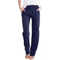 thumbnail image 1 of Timegard Womens Pants Straight Leg Drawstring Elastic Waist Solid Color Loose Lounge Trousers Lightweight, 1 of 7