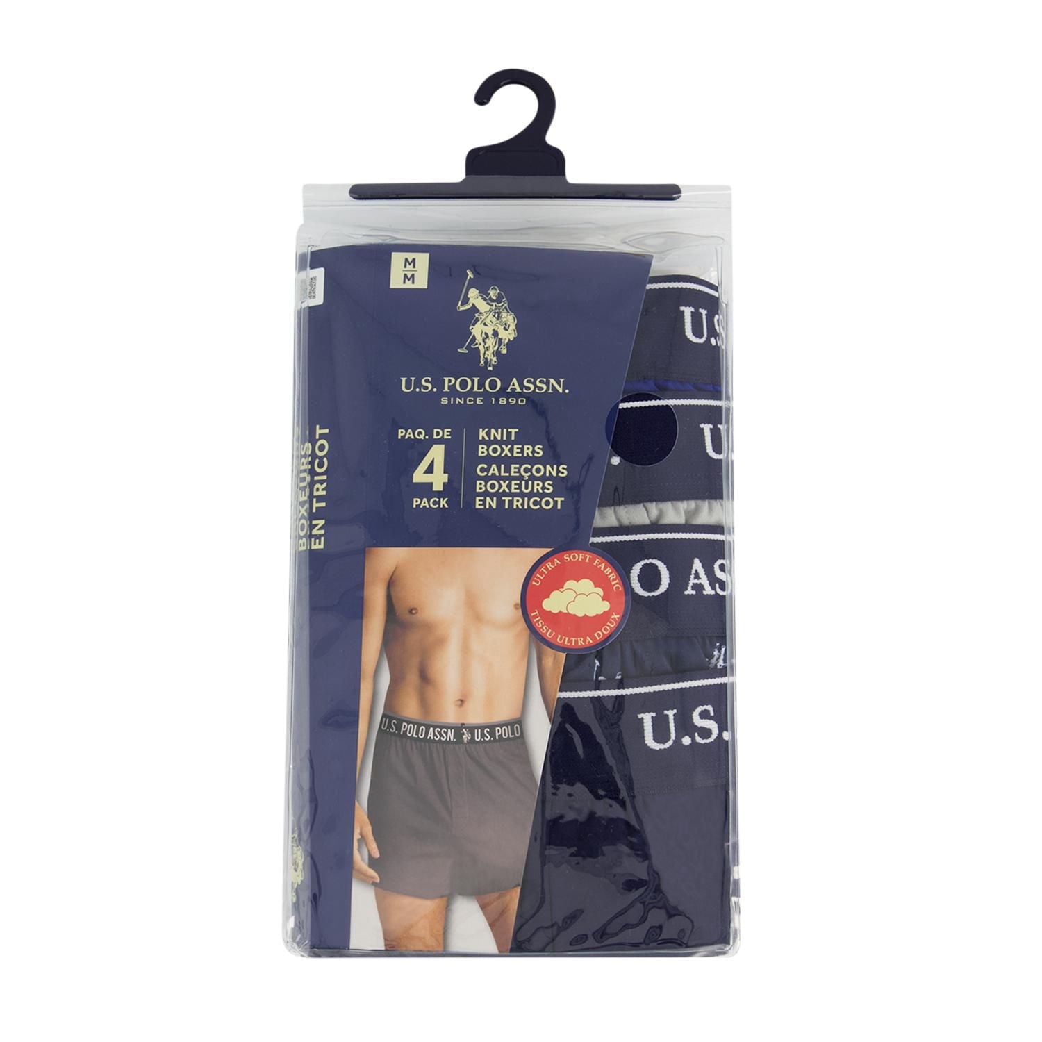 U.S. POLO ASSN. Men's Underwear 4 Pack Ultra Soft Knit Boxers