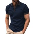thumbnail image 1 of Styesk T Shirts for Man Fashion Leisure Solid Color Versatile Button Turndown Collar Short Sleeve Top, 1 of 2