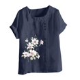 thumbnail image 3 of Birdeem T-Shirt Ample Décontracté d'Été pour Femme à Col Rond, Manches Courtes, à Imprimé Floral, 3 of 12