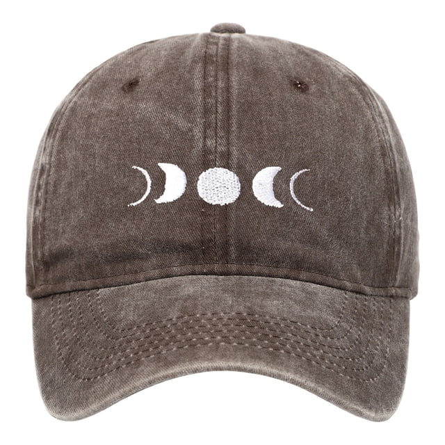 HNMKIU Moon Embroidery Distressed Washed Baseball Cap Classic Unstructured Low Profile Dad Hat for Daily Use Baseball Hats 03_Coffee,One Size
