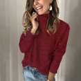 thumbnail image 1 of EGNMCR Chandails pour Femmes Décontractés Unis Chandail Col Roulé Blouse Manches Longues Hauts en Peluche Chandail, Cadeaux pour Femmes, 1 of 4