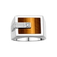 thumbnail image 1 of RYLOS Men's Rings 14K White Gold Ring With Diamonds and Blue Quartz Set in Designer Nugget Style Rings For Men Size 11, 1 of 7