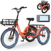 MOONCOOL TK1 Folding Electric Tricycle, 750W Motor 48V Foldable Ebike Electric Trike for Adults, 20" Fat Tire 3 Wheel Electric Bicycle with Front & Rear Baskets