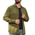 thumbnail image 2 of NaWent Men's Button Down Shirts Jacket Lightweight Shirt Jacket Long Sleeve Work Coat Solid Color Overshirt, 2 of 7