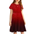 thumbnail image 4 of Soldes de Liquidation Aujourd'hui Offres Iumwxz Robe Décontractée Trapèze Robe Tunique pour Adolescentes Robe Col Rond Imprimé Dégradé Manches Courtes Robes pour Adolescentes Robe Élégante pour Fête des Fêtes 4-14a, 4 of 7