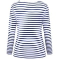 thumbnail image 4 of Jienlioq Hauts Grande Taille pour Femmes Mode Décontractée Couleur Unie Imprimée Col en V Manches Longues Blouses Rayées Décontractées T-Shirt Col Rond, 4 of 4