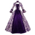thumbnail image 2 of EGNMCR Robes de Vacances pour Femmes Mode Femmes Grande Taille Vintage Gothique Col de Cour Patchwork Robe à Nœud, 2 of 3