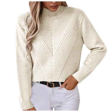 TJAZFJPA Fall Sweaters for Teens Girls 2024 Half High Necked Pullover Ladies Sweater Autumn and Winter New Casual Border Long Sleeved Sweater Oversized Batwing Sweaters for Women Checkered