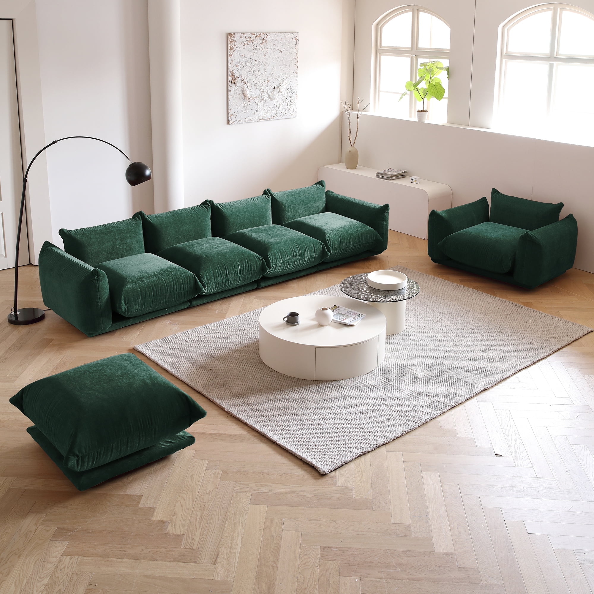 bokifol 4 Seats Sofa and Armrest Sofa Sets,Modular Sectional Couch Furniture Sets with Ottoman,Living Room Sofa Set,Green