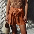 thumbnail image 2 of Timegard Cotton Linen Shorts for Women Elastic High Waisted Drawstring Smocked Flowy Beachwear Shorts, 2 of 7