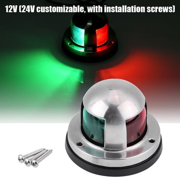 Cergrey Marine Boat 12V/24V Stainless Steel Red&Green LED Navigation Signal Light Lamp Yacht Accessory, Navigation Bulb Light, Marine Navigation Light