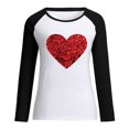 thumbnail image 4 of RKSTN Chandail de la Saint-Valentin pour Femmes, Chandail à la Mode avec Lettres et Cœurs Imprimés, Manches Longues, Col Rond, Hauts à Empiècements, 4 of 4