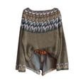 thumbnail image 4 of WTXUE Imprimé Artistique Vintage Fair Isle Chandail Tricoté Léger Boho Hauts pour Femmes Manches Longues Col Rond Chandail Hauts Chemises d'Automne Mode Bohème Western Chic Décontracté Blouses Café 3TG, 4 of 4