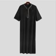 thumbnail image 2 of XZNGL Mens Muslim Robe Set Arab Middle Robe Long Sleeve Standing Neck Pocket Button Casual Robe, 2 of 3