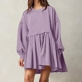 thumbnail image 2 of Pisexur Robe Chandail Surdimensionnée pour Femmes, Col Rond, Manches Longues, Patchwork, Robe d'Automne, Chandail à Enfiler, Hauts Amples et Fluides, Robe Chandail, Mini-Robe, 2 of 8