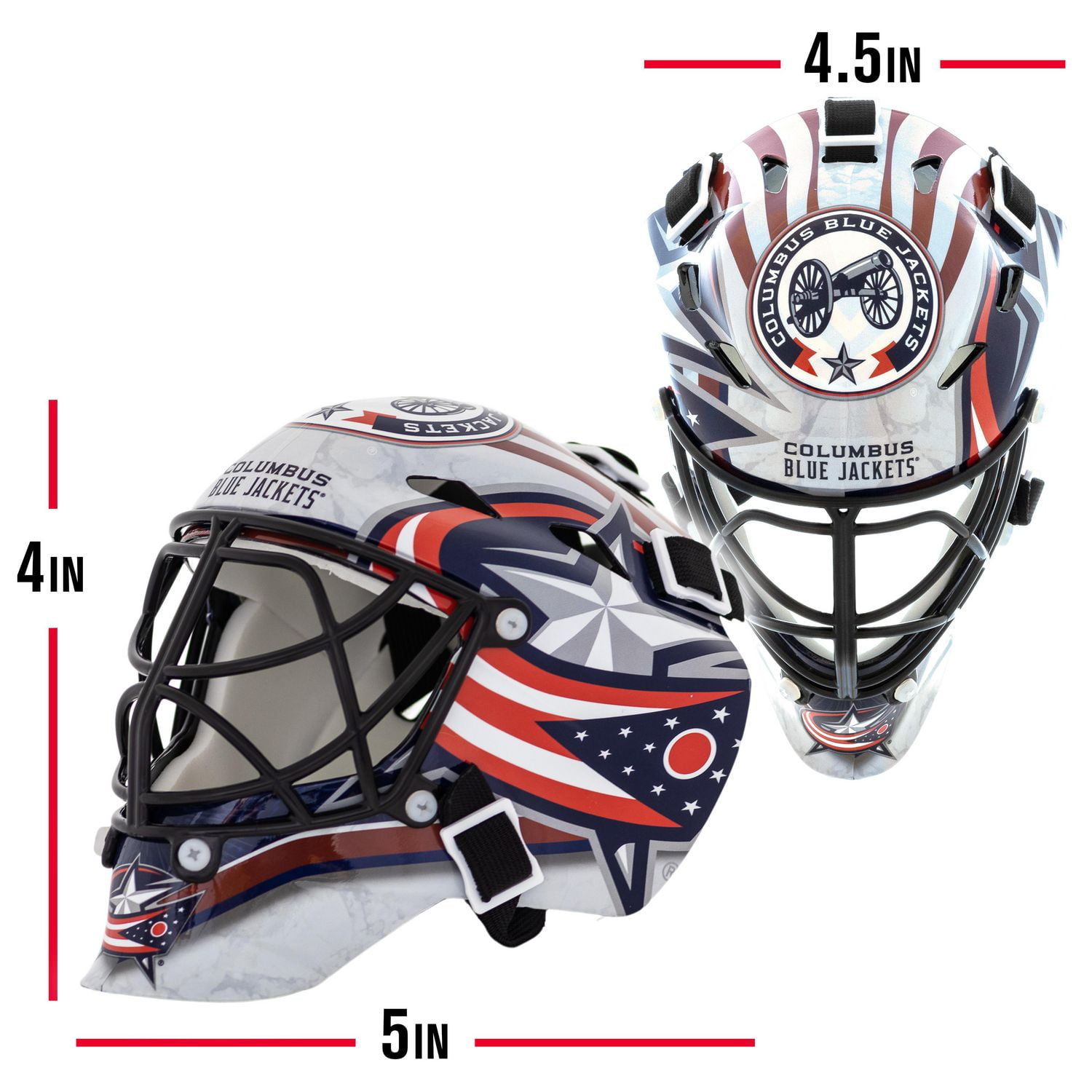 Franklin Sports Mini masque de gardien de but de hockey avec logo de l'équipe de la NHL de Blue Jackets avec étui – Masque de gardien de but de collection avec logos et couleurs officiels de la NHL