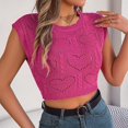 thumbnail image 5 of Timegard Débardeurs Courts pour Femmes Col Ras du Cou Tricot Manches Courtes Haut de Sortie Ajusté Été Décontracté Haut Blouse, 5 of 5