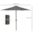 thumbnail image 3 of Outsunny 9ft Solar Patio Umbrella with LED Lights Tilt Canopy, Grey, 3 of 10