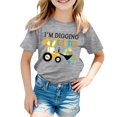 thumbnail image 4 of PMVFHDE T-Shirt Graphique à Manches Courtes Imprimé Lapin de Pâques pour Enfants, Col Rond, Décontracté, Printemps Été, Gris, 4-5 Ans, 4 of 4