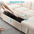 thumbnail image 4 of ZAFLY 103" Pull Out Couch, Sectional Sleeper Sofa Bed with Storage, Corduroy Convertible U Shaped Sofas for Living Room - Beige, 4 of 9