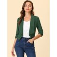 thumbnail image 4 of INSPIRE CHIC Cardigan Léger à Manches 3/4 Froncées et Col Châle Ouvert pour Femmes Vert P, 4 of 4