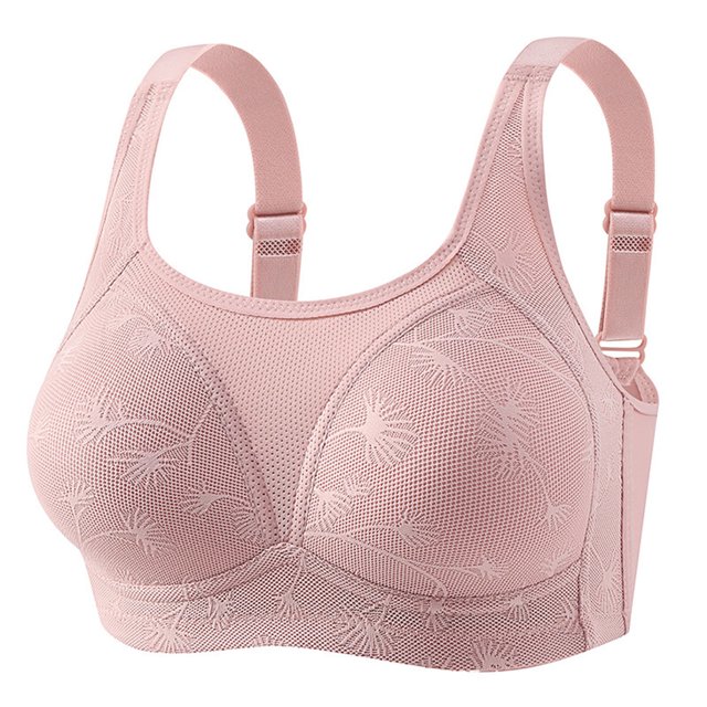 VEKDONE Woman's Back Buckle Thin Style Ventilate Large Size Bra Without Steel Rim Pink 42/95