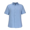 thumbnail image 3 of cfhntfmh Mens Button down Shirts Solid Summer Beach Vacation Tops Cotton Linen Short Sleeve Shirts, 3 of 4