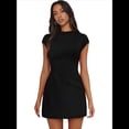 thumbnail image 3 of Women Summer Dress Mock Neck Short Sleeve Club Mini Dresses, 3 of 8