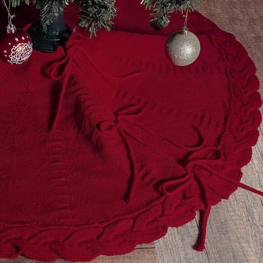 Tyidzon Christmas Tree Skirt Christmas Knitted Tree Skirt Red Knitted Christmas Tree Apron Christmas Tree Skirt Decorations