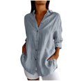 thumbnail image 1 of Timegard Plus Size Tops for Women Button down Shirts Long Sleeve Lapel V Neck Blouse Lightweight Tops, 1 of 6