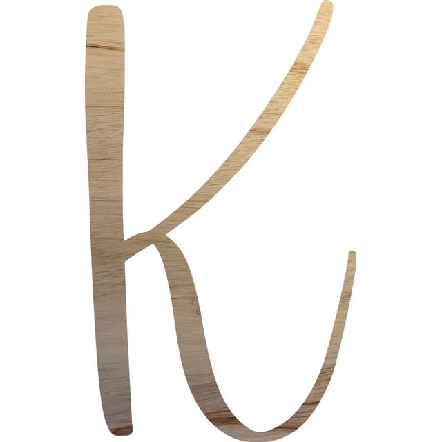 Unpainted Wood Letter K Craft, Paintable 5'' Tall Wood Alphabet Letter, DIY Nicholia Script Font