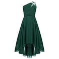thumbnail image 4 of Oyolan Robe de Demoiselle d'Honneur Junior pour Fille, Perles, une Épaule, Ligne A, Mariage, Concours, Fête, Robe de Bal, Vert Armée, 16, 4 of 7