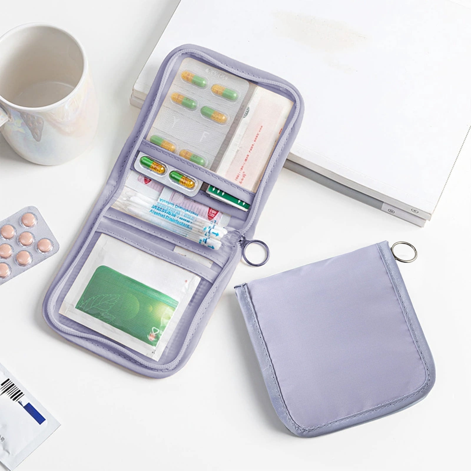 Cagogo Portable Organizer Bag, Travel Medication Bag for Pills Vitamins Supplements, Compact Pill Case Organizer Box for Daily Use, Water-Resistant Nylon Pill Bag for Home Office Gym Travel