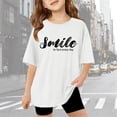 thumbnail image 2 of XASZHN Enfants Filles Lettres Imprimées T-Shirts à Manches Courtes Enfants Hauts Surdimensionnés Décontractés Col Rond T-Shirts Basiques Chemises Habillées Filles Blanc 11-12 Ans, 2 of 6