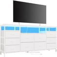 thumbnail image 1 of TV Stand with 10 Fabric Drawers for 65 70 75 Inches TV, 63" W Entertainment Center TV Console Table with LED Lights & Power Outlets & Open Storage Shelves, 1 of 9