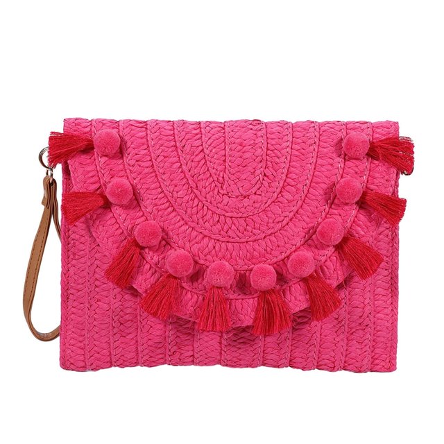 Handbag Straw Shoulder Bag Beach Handmade Bag Large Capacity Magnetic Closure Straw Crossbody Bag Woven Envelope Wallet with Adjustable Shoulder Strap