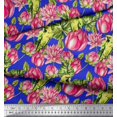 thumbnail image 3 of Soimoi Rayon Fabric Parrot,Leaves & Lotus Floral Decor Fabric Printed Yard 42 Inch Wide, 3 of 3