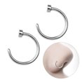 thumbnail image 2 of 2 pcs Unisex Surgical Titanium Steel Open Nose Ring Nose Piercing Stud 6mm (Silver), 2 of 8