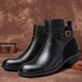 thumbnail image 2 of B91xZ Womens Chelsea Boots Pointed Toe Side Zipper Square Buckle Winter Booties,Black 6.5, 2 of 5