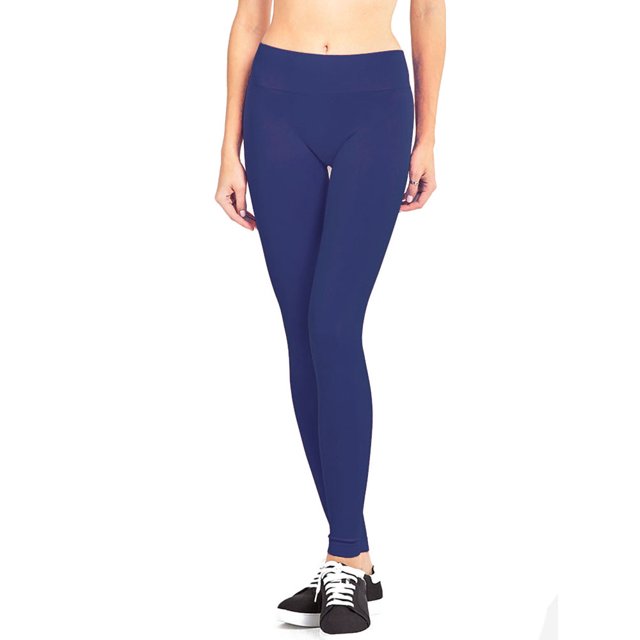 LAVRA Women's Regular Sized Full Length Leggings-Navy Blue