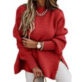 thumbnail image 1 of Innerwin Chandail d'Hiver Chaud pour Femmes, Chandail Décontracté à Demi-Col Roulé, Rouge P, 1 of 2