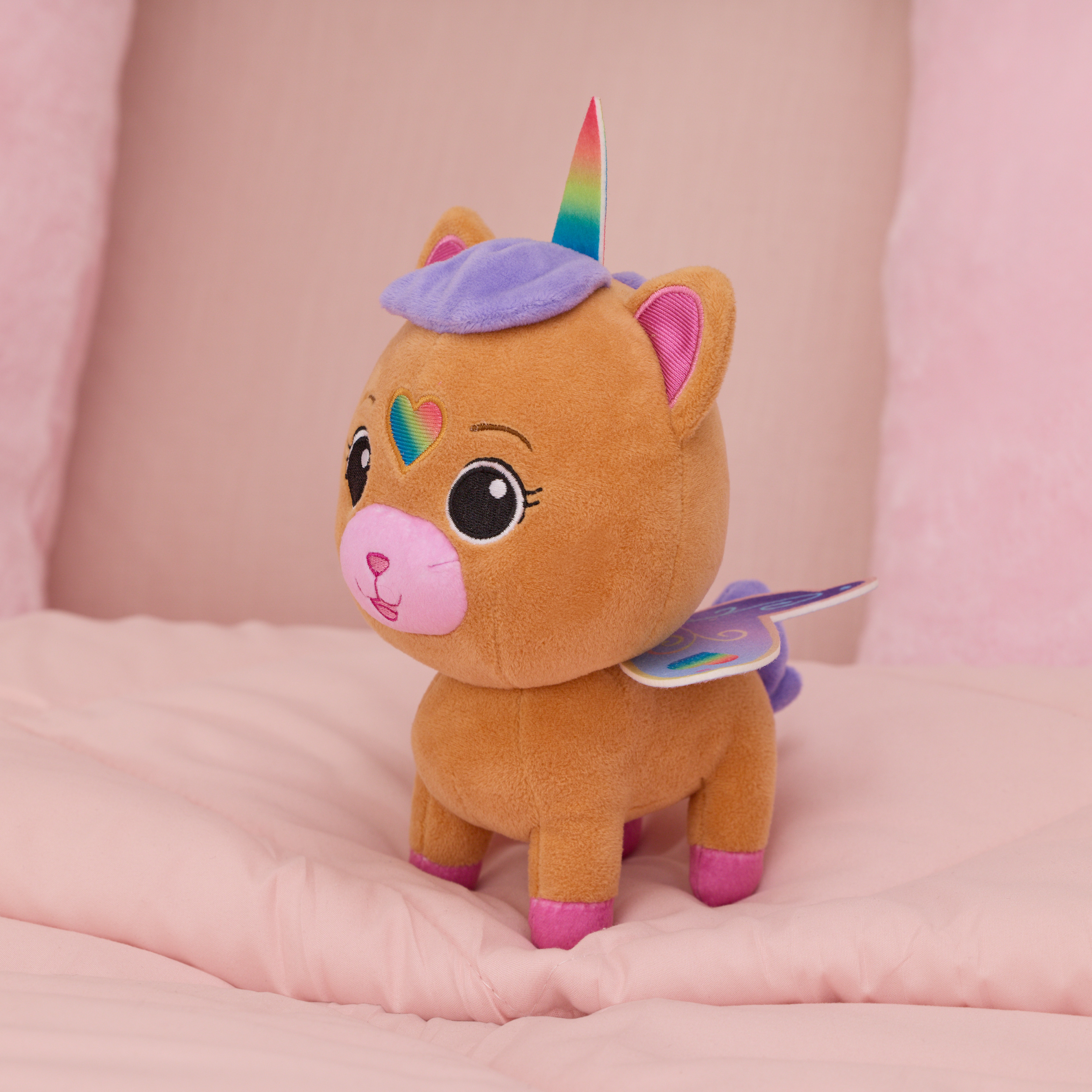 DreamWorks Gabby's Dollhouse: Fairylandia, Peluche licorne Kiko officielle, licorne en peluche, jouets souples pour les enfants à partir d'un an, marron, 20,3 cm