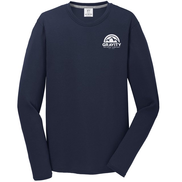 Gravity Outdoor Co. Performance Long Sleeve Shirt - Deep Navy - White Logo - 2XL