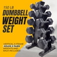 thumbnail image 2 of PRISP Hex Dumbbells Weight Set - 150 lb - Cast Iron Hand Weights with Rubber Grip and Vertical Dumbbell Rack; for Home Gym, Exercise and Fitness, 2 of 8