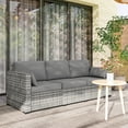 thumbnail image 2 of Outsunny Outdoor Sofa w/ Cushions, PE Rattan Patio Couch, Grey, 2 of 10