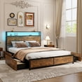 thumbnail image 1 of Gymax Queen Industrial Platform Bed Frame w/ Storage Drawers & LED Lights Headboard, 1 of 10