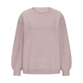 thumbnail image 4 of Pisexur Chandail à Col Rond Surdimensionné pour Femme, Uni, Manches Chauve-Souris Bouffantes à Revers, Chandail Tricoté, Haut à Manches Longues, Chandail Ample d'Automne, Chandail, Jumper, Hauts, 4 of 6